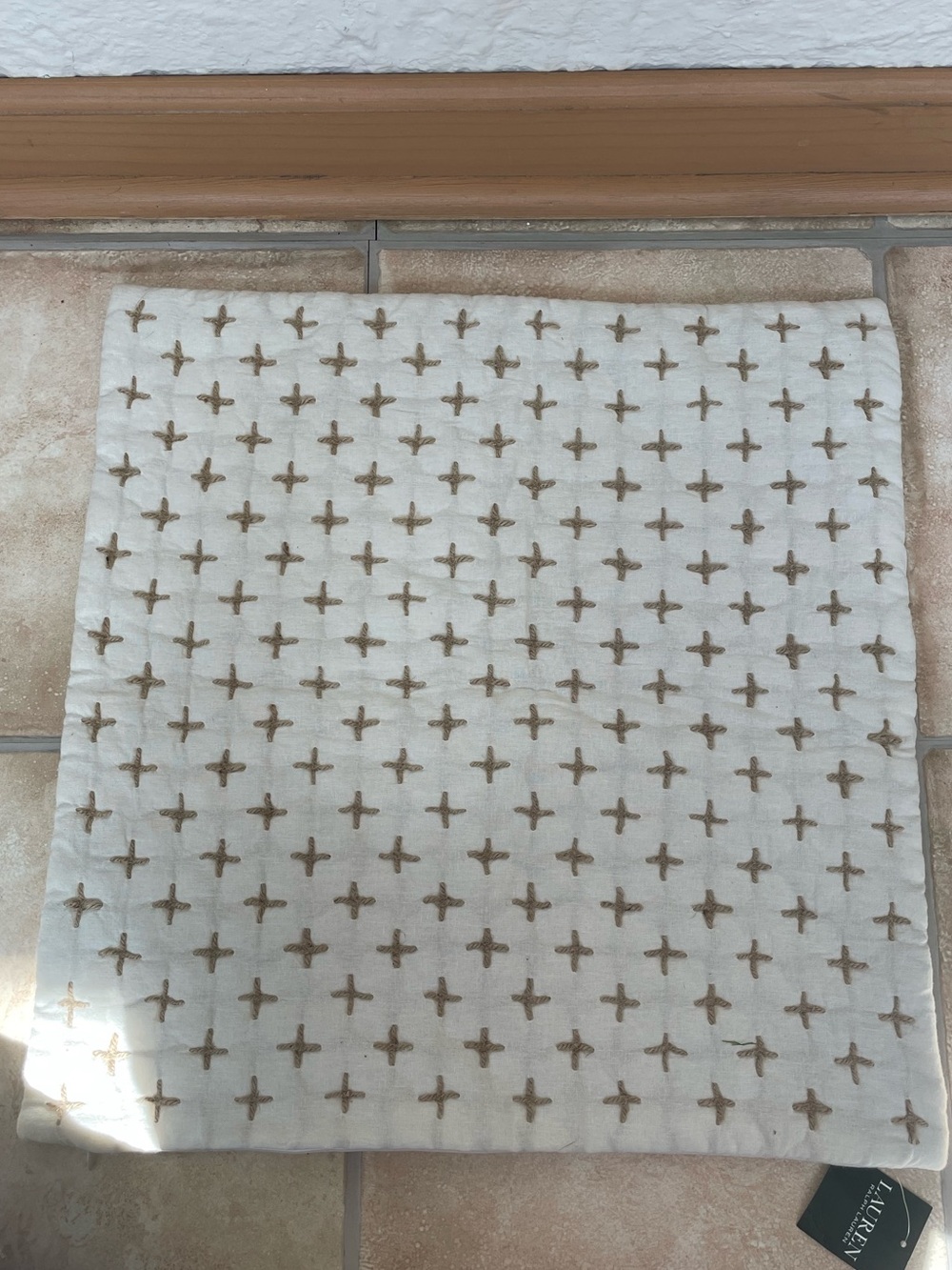 NWT Lauren Ralph Lauren set of 3 pillowcases, cream, gold, 100% cotton; 20”x20”